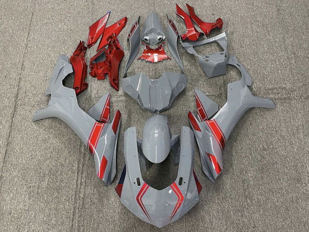 2015-2019 Nardo Grey & Red Accents Yamaha R1 Motorcycle Fairings
