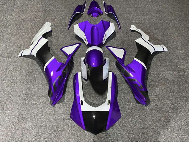 2015-2019 Purple & Carbon Fiber Accents Yamaha R1 Motorcycle Fairings