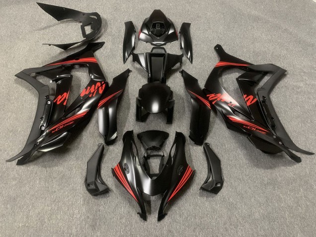 2016-2019 Matte Black w Red Kawasaki ZX10R Motorcycle Fairings 2016-2019 Matte Black w Red Kawasaki ZX10R Motorcycle Fairings