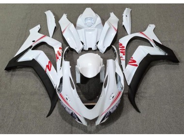 2016-2019 Pearl White & Red Logos Kawasaki ZX10R Motorcycle Fairings