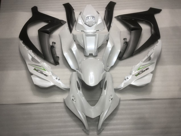 2016-2019 Pearl White and Green Kawasaki ZX10R Motorcycle Fairings 2016-2019 Pearl White and Green Kawasaki ZX10R Motorcycle Fairings