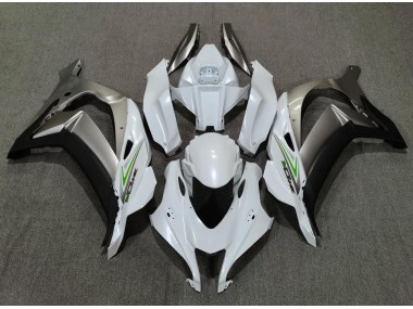 2016-2019 Pearl White and Silver Kawasaki ZX10R Motorcycle Fairings