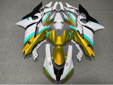 2017-2021 Gold and Light Blue Gloss Yamaha R6 Motorcycle Fairings