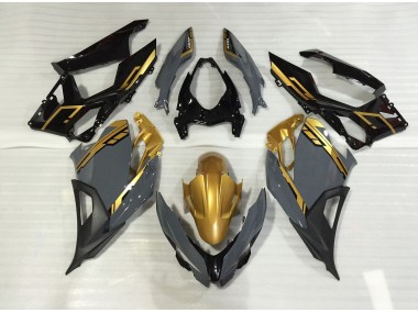 2018-2023 Nardo Grey and Gold Kawasaki Ninja 400 Motorcycle Fairings