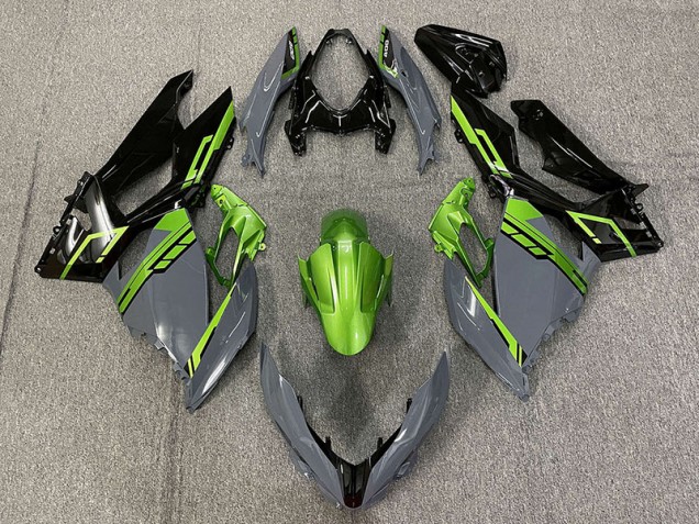 2018-2023 Nardo Grey and Green Kawasaki Ninja 400 Motorcycle Fairings