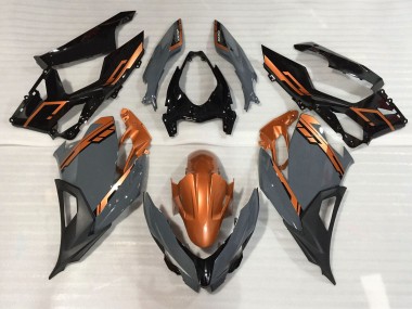 2018-2023 Nardo Grey and Orange Kawasaki Ninja 400 Motorcycle Fairings