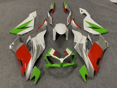 2019-2023 Custom Red / Green and Silver Kawasaki ZX6R Motorcycle Fairings