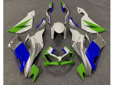 2019-2023 Gloss Green Blue and Silver Kawasaki ZX6R Motorcycle Fairings