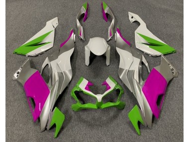 2019-2023 Gloss Green Pink and Silver Kawasaki ZX6R Motorcycle Fairings