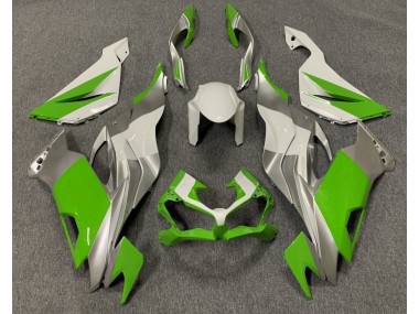 2019-2023 Gloss Green White and Silver Kawasaki ZX6R Motorcycle Fairings