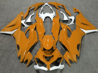2019-2023 Gloss Orange & White Kawasaki ZX6R Motorcycle Fairings